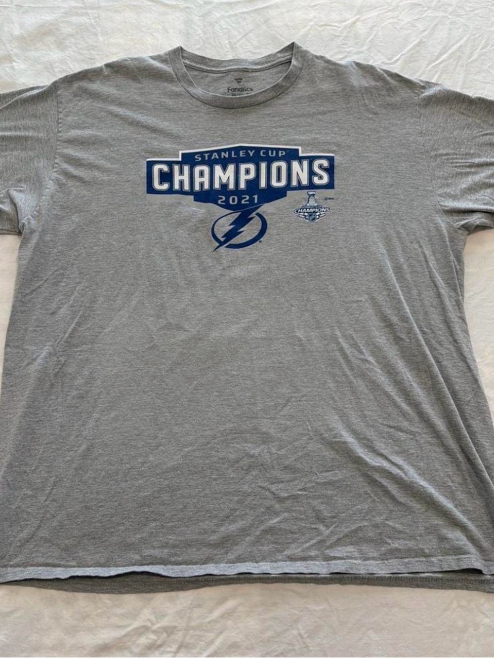 Fanatics Gray and Blue Tampa Bay Lightning Champions Tee